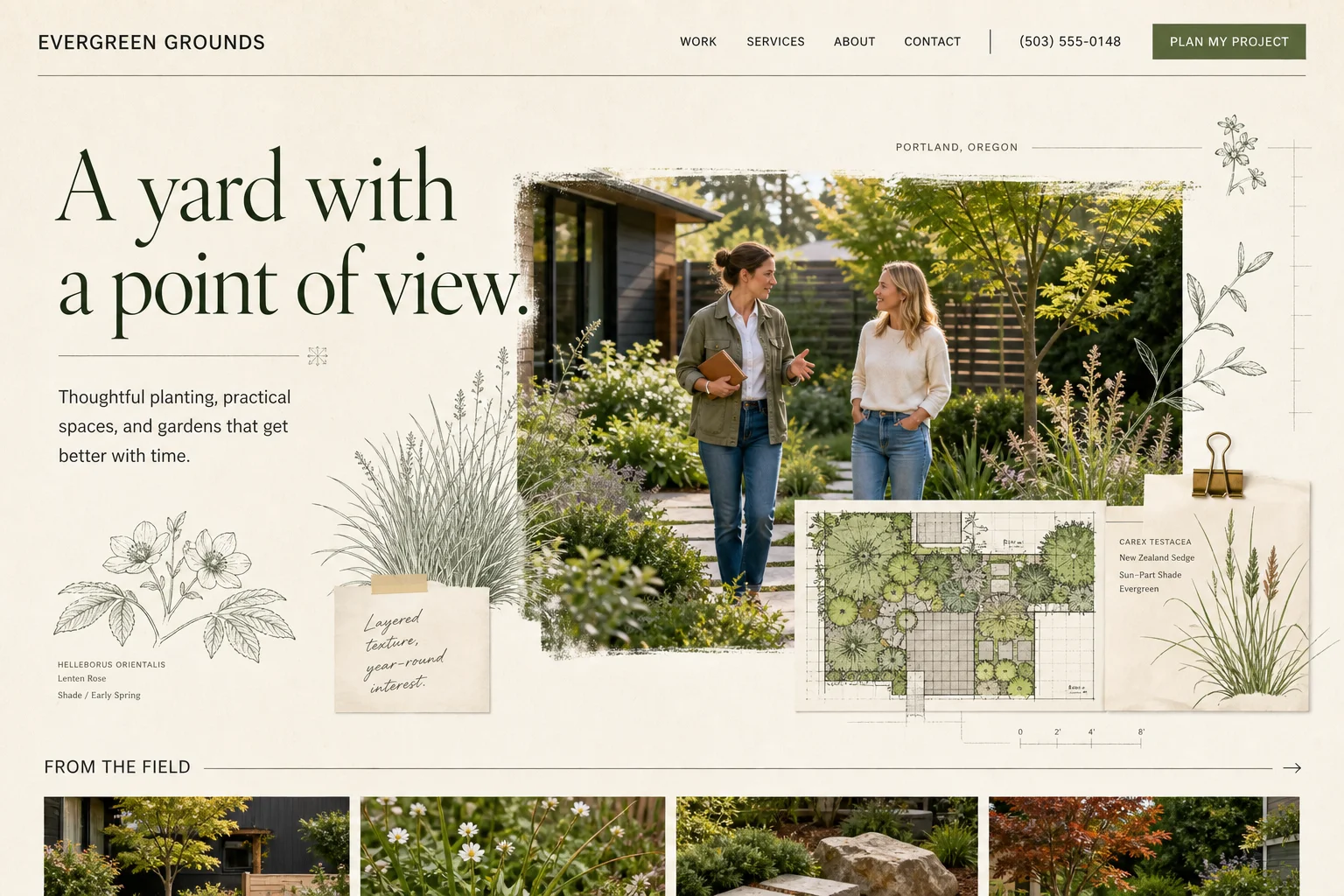 Custom website concept for a landscaping business