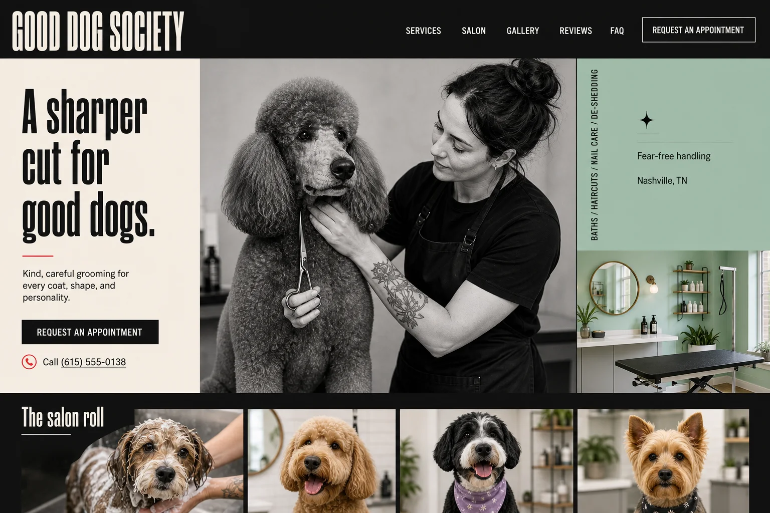Custom website concept for a pet grooming business